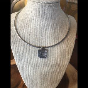 Square Abstract/Aztec .925 Sterling Silver Pendant w/Hallmarks 1”